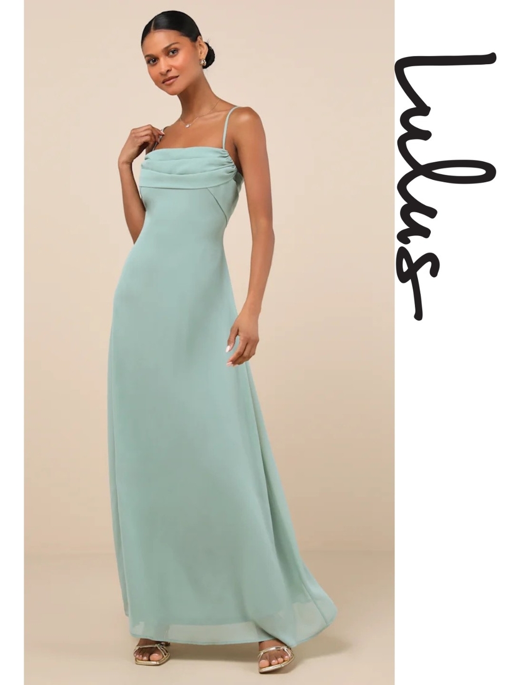 Lulu's - Jelena Sage Pleated Sleeveless Maxi Dress - XL